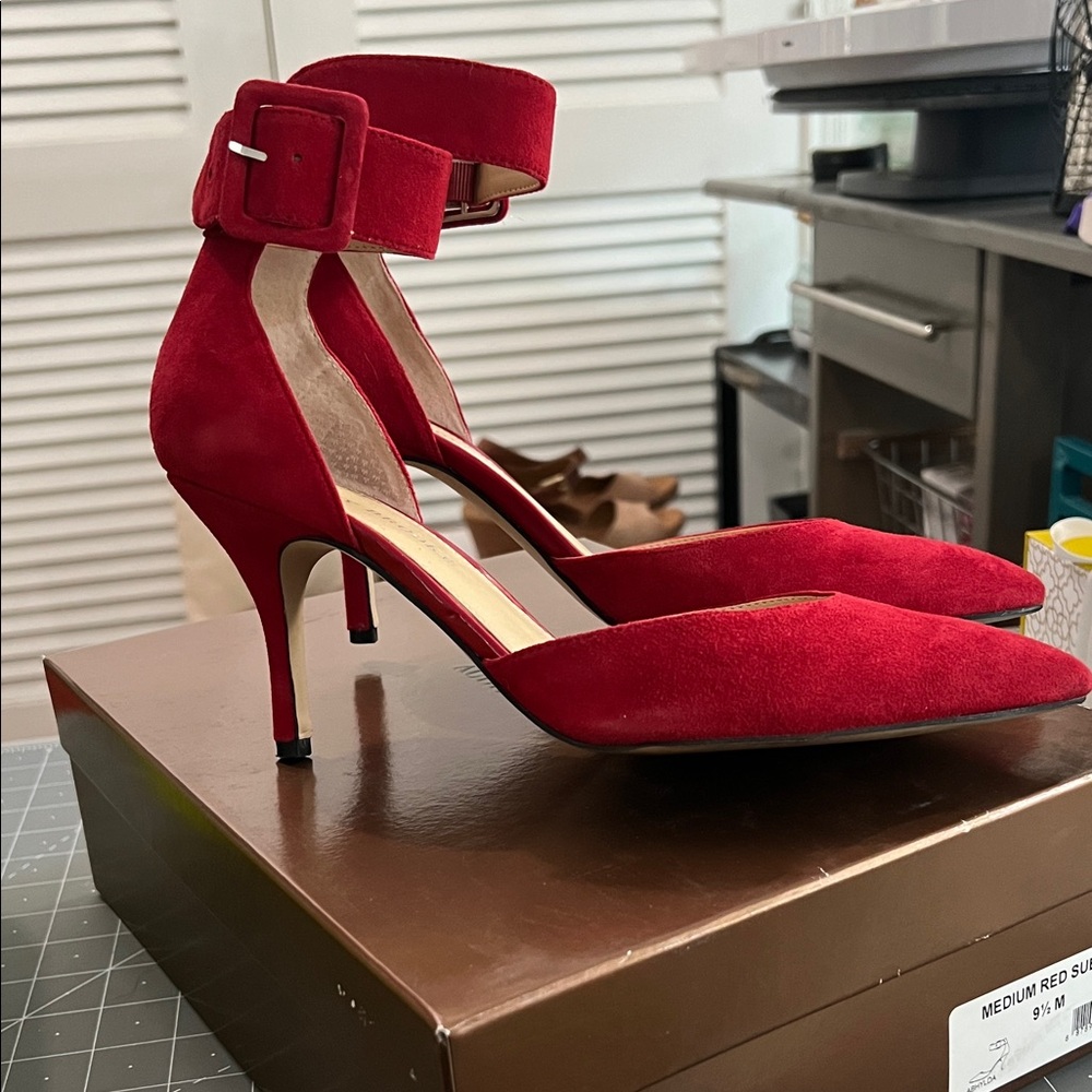 Audrey Brooke Red Suede Heels